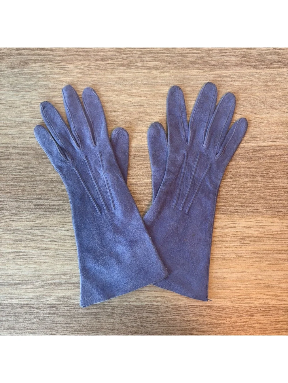 Vintage Purple Suede Gloves Dainty Retro Formal Wedding Tea Party Costume